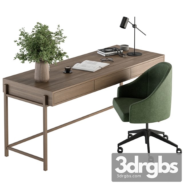 Home Office Green and Wood Set Office Furniture 329