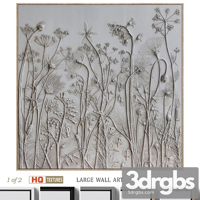 Textural plaster wildflowers boho wall art c-508