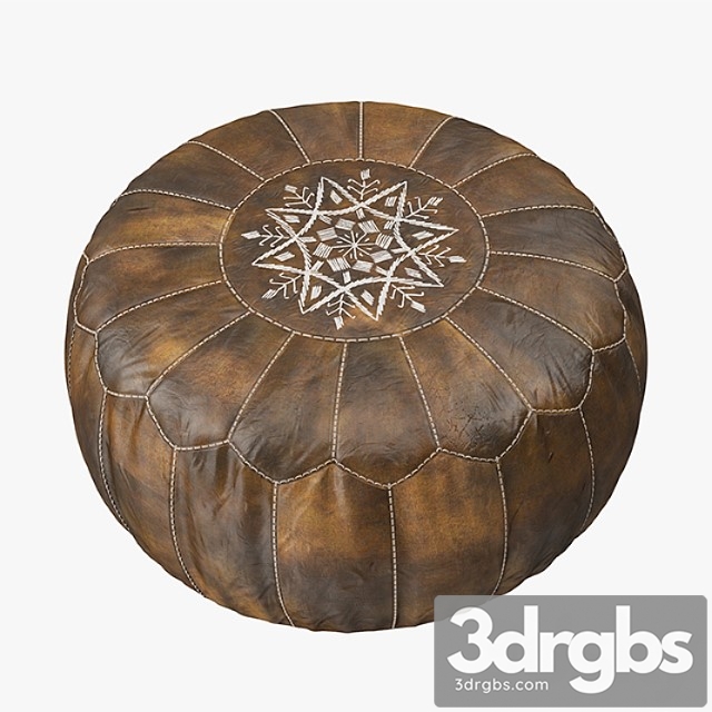 Moroccan leather pouf