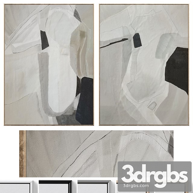 Large mid-century abstract neutral wall art c-864