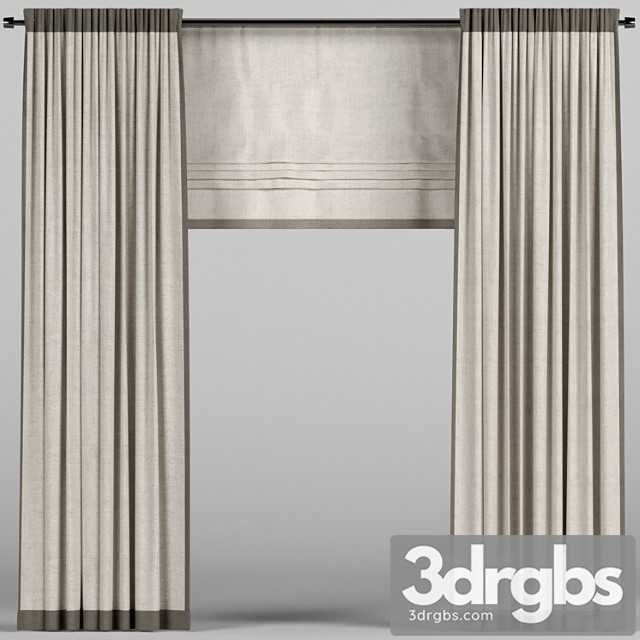 Beige curtains.