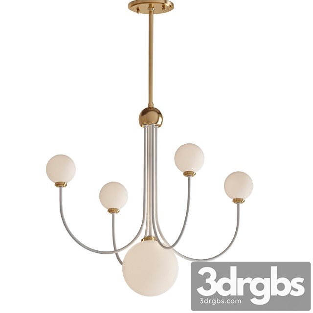 Coco 5-light aged brass white led chandelier with opal shiny glass shade