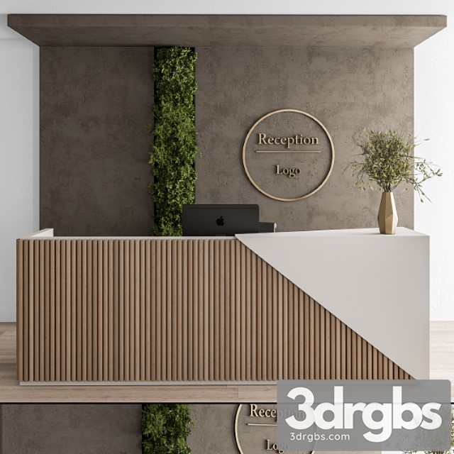 Reception desk and wall decoration - set 08