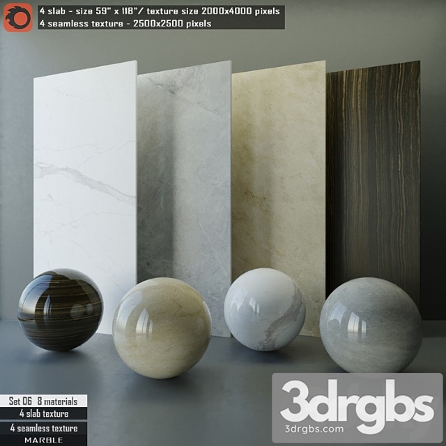 Marble slab & seamless texture set 06