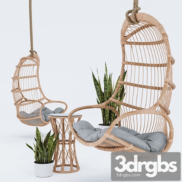 Blucher, hanging chair, plant & table 2