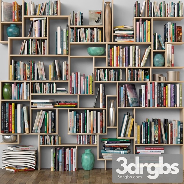 Decorative set Shelf with books. library