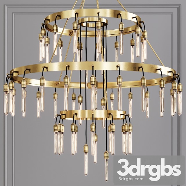 Restoration Hardware Axis 3 Tier Chandelier 60 Brass