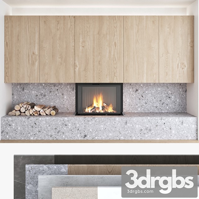 Decorative Wall With Fireplace Set 10