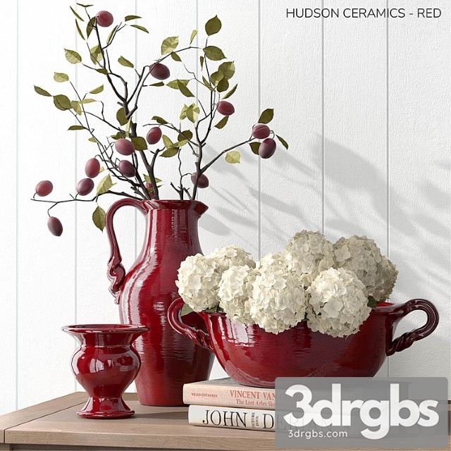 Decorative set Pottery barn hudson ceramics - red