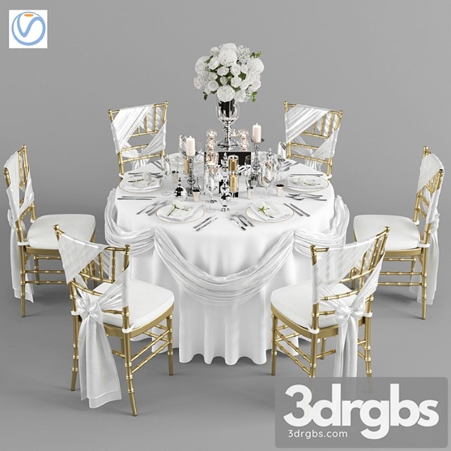 Wedding table for 6 persons 2 vray