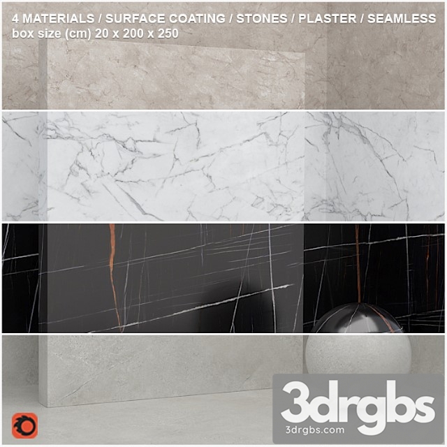 4 materials (seamless) - stone, plaster - set 12