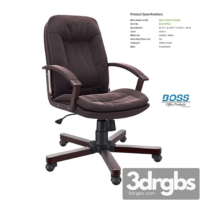 Office chair boss versailles executive chair with cherry wood finish 2