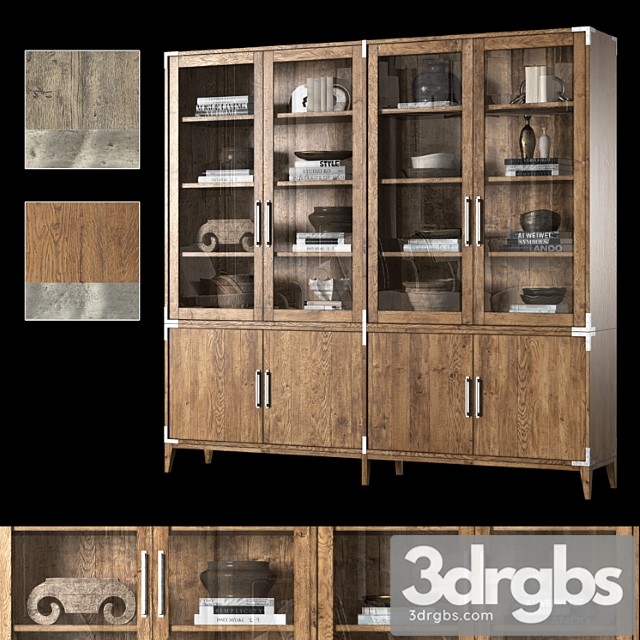 Cayden campaign 4-door glass sideboard & hutch