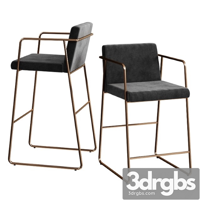 Cb2 rouka gray upholstered bar stools 2