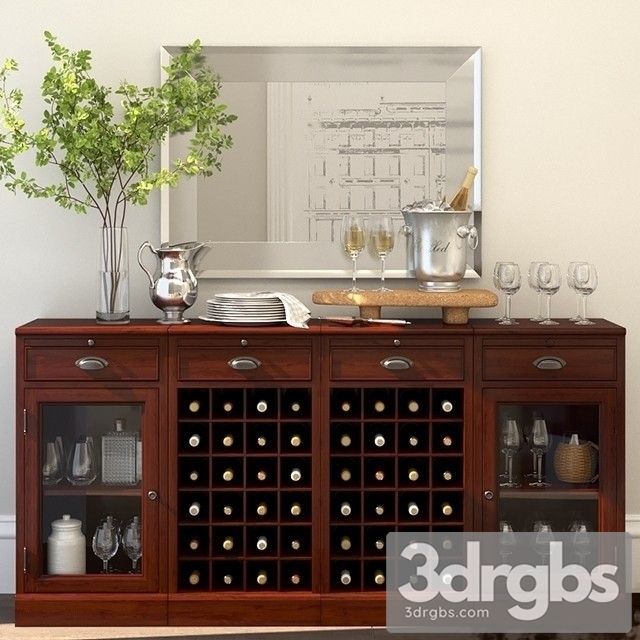 Modular Bar Buffet Wine Grid Bases Cabinet
