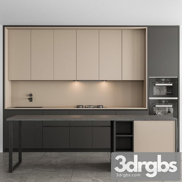 Kitchen modern - black and cream cabinets 73