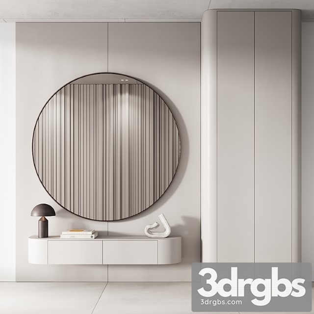 144 hallway zone 03 minimal modern with circle mirror 01