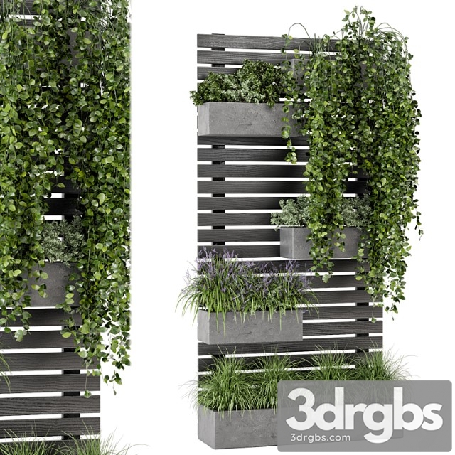 Outdoor plants pallet vertical planter pots - set 208