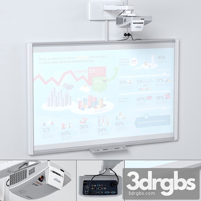 Smart sbm685 whiteboard with vivitek dh758ust projector and mount