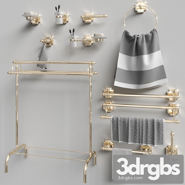 Set of Accessories for the Bathroom Berkley Gold Gaiamobili