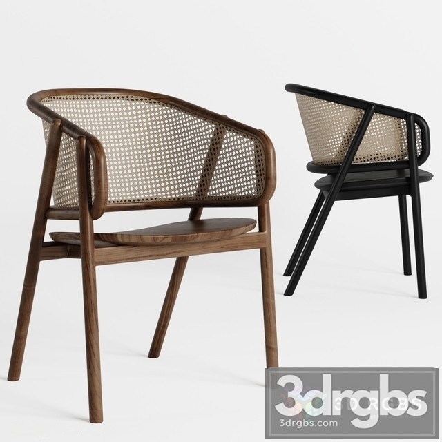 Black Japandi Rattan Dining Chair Curved Back Dining Chair