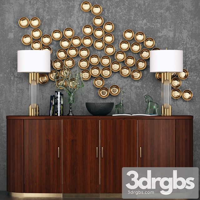 Luxury chest of drawers with lamps and decor. panel 2
