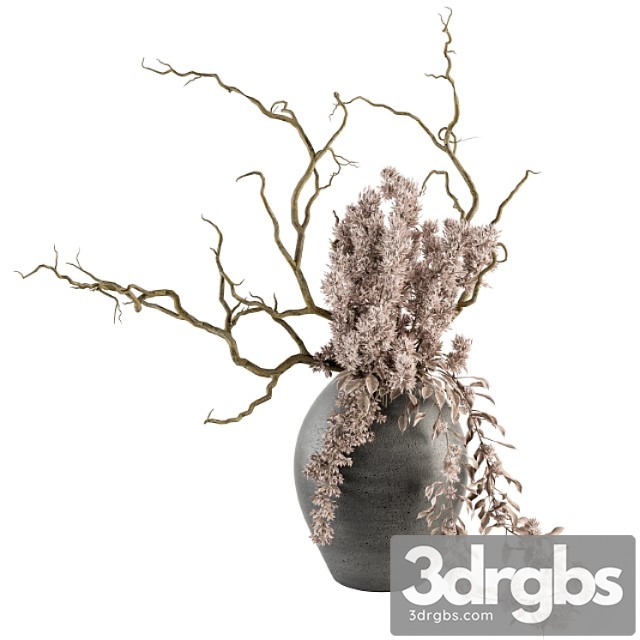 Bouquet - dried branch in concrete vase 71