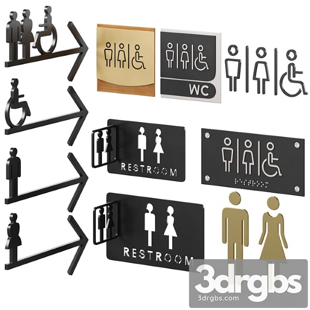 Restroom directional door signs 2