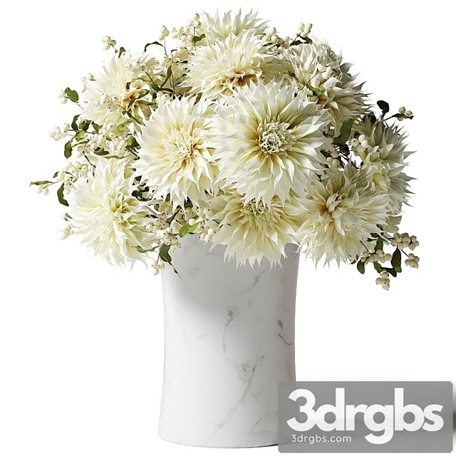 Bouquet of White Chrysanthemums with Snowberry Twigs