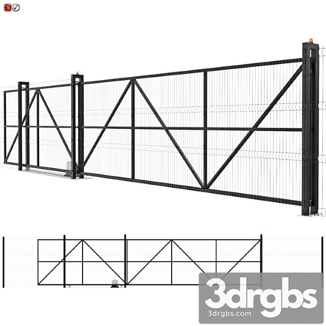 Download Sliding industrial mesh gates model - 3DRGBs