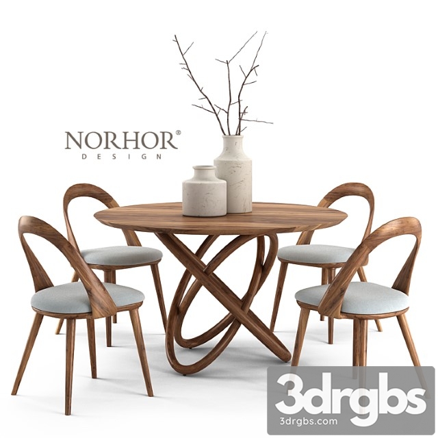 Norhor bergen round table and walnut chair 2