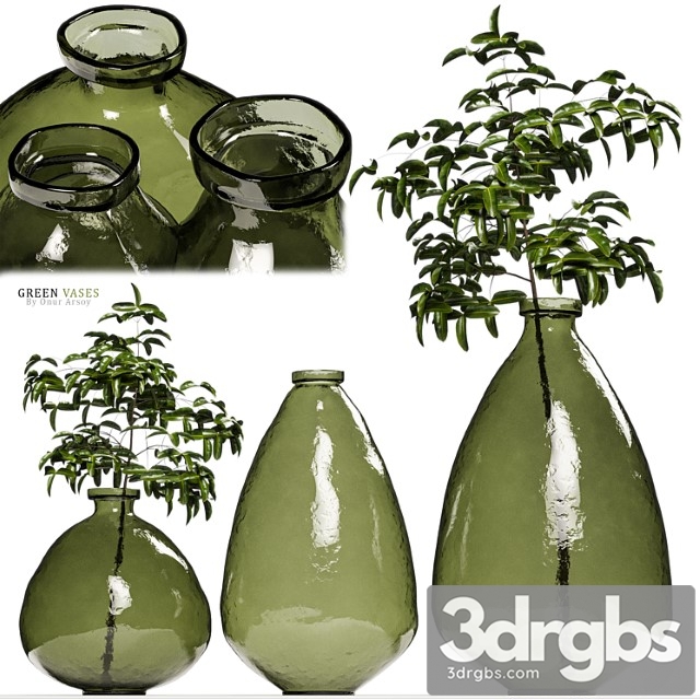 Zara home - green glass vases with plants