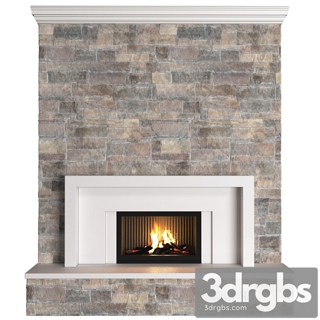 Wall Stonework Fireplace Modern Art Deco