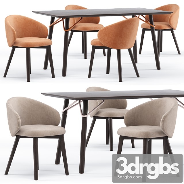 Tria table cb4807-fr 160 and tuka rounded chair - connubia calligaris