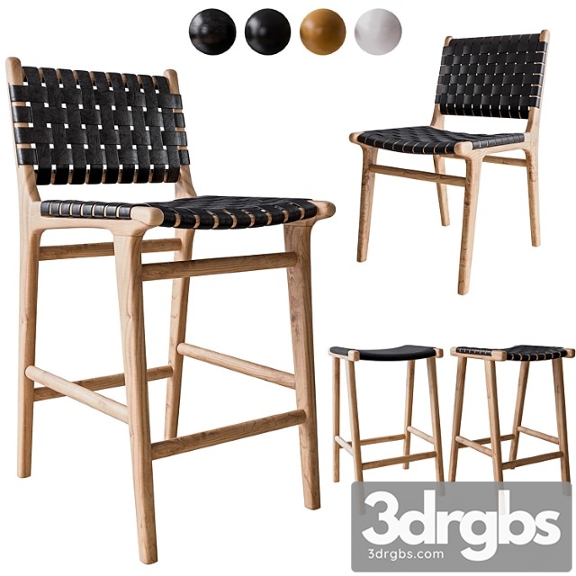 Flat and leather strapping dining chair and stools 2