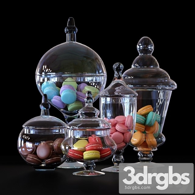 Cys Glass Candy Buffet Jar And Macaroons