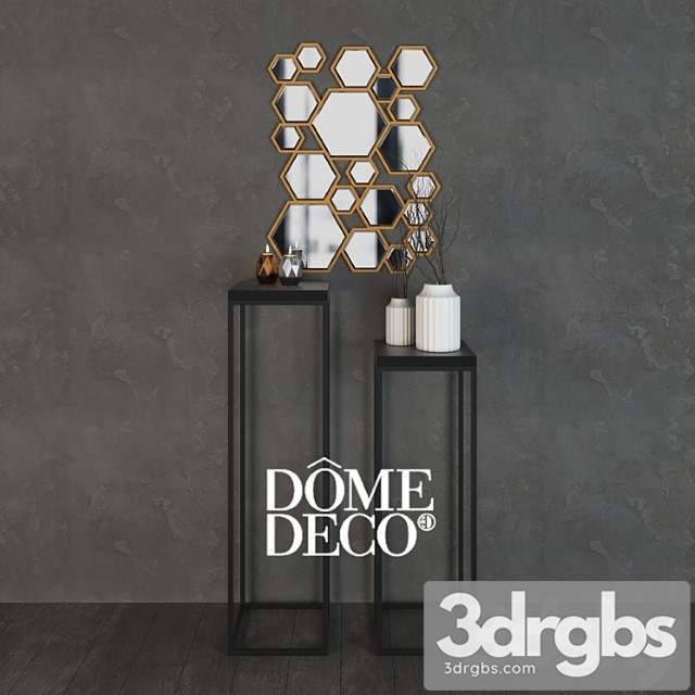 Dome deco decor set with vases, consoles, mirror 2