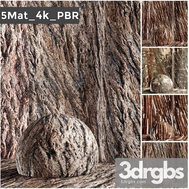 Set 5 bark pbr materials 006 arc