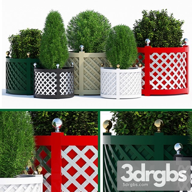 Round treillage planters