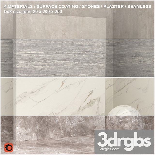 4 materials (seamless) - stone, plaster - set 7