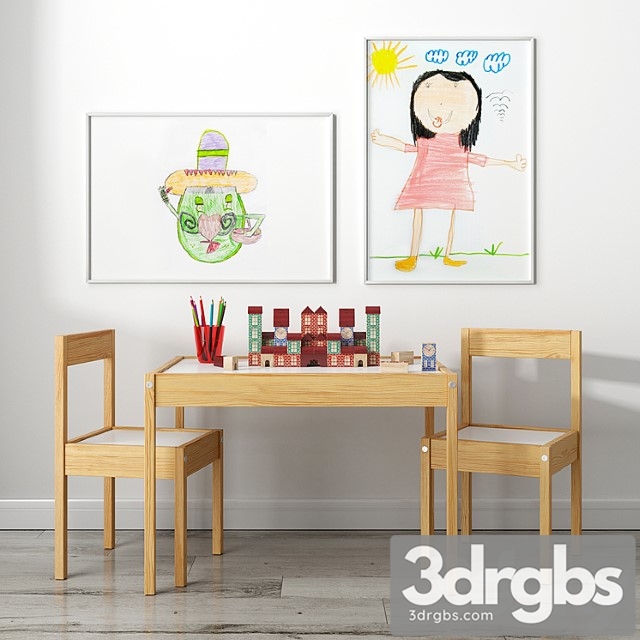 Childrens Table With Ikea Chairs and Xalingo Toy