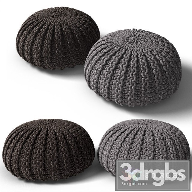 Fabric Gray Pouf 2