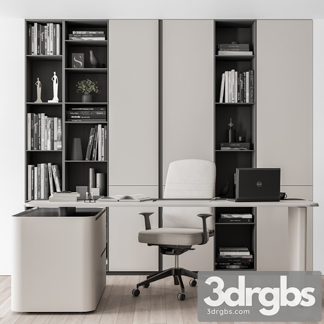 Boss desk with library black and white table - office furniture 285