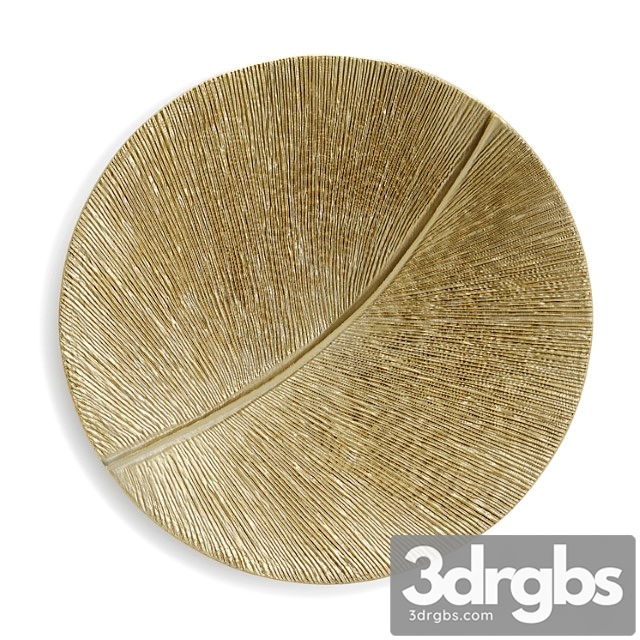 Round wall panel leaf curcle gold