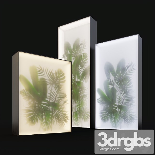 Light box with tropical leaves