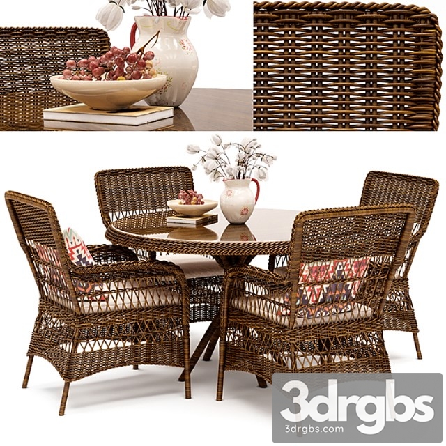 Marie Wicker Chair and Grace Dining Table