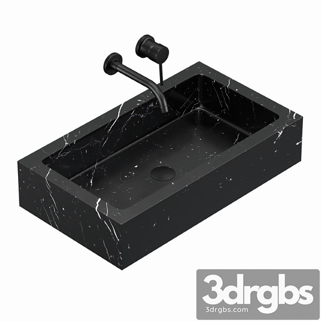 Sink (washbasin) biruta black marble and mixer solitario