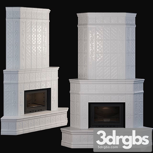 Stove - corner fireplace with tiles