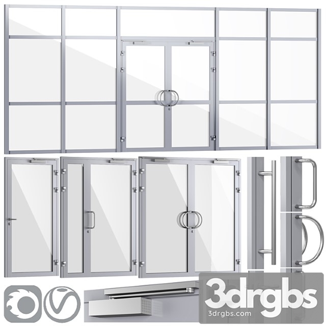 Glass Fire Doors And Partitions Handles Set 1