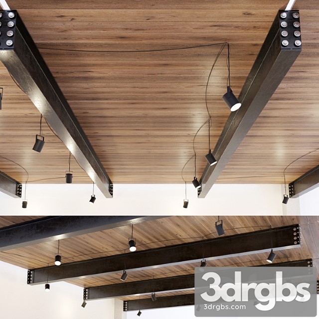 Wooden ceiling on metal beams. 22